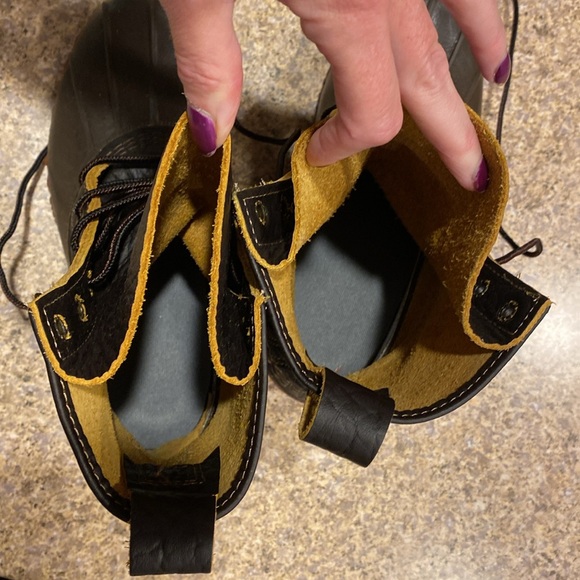 🔥Flash Sale🔥L.L. Bean Boots 8” Bison Leather Rubber Dk Brown Red 6M 274563 Duck - Picture 12 of 17